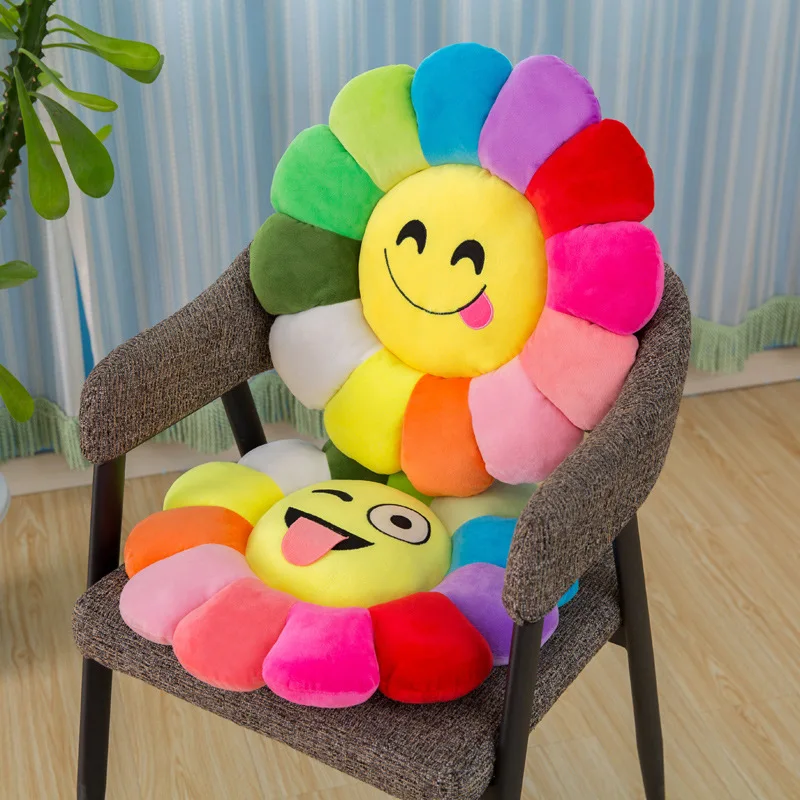 

26cm Cartoon Colorful Sunflower Kawaii Plush Cushion Soft PP Cotton Plush Cute Pillow
