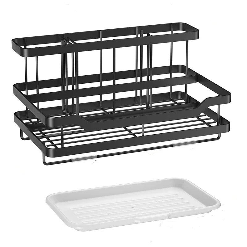 

Stainless Steel Kitchen Sink Countertop Storage Holder Multifunction Sponge Towel Drain Holder 22X14.5X12cm