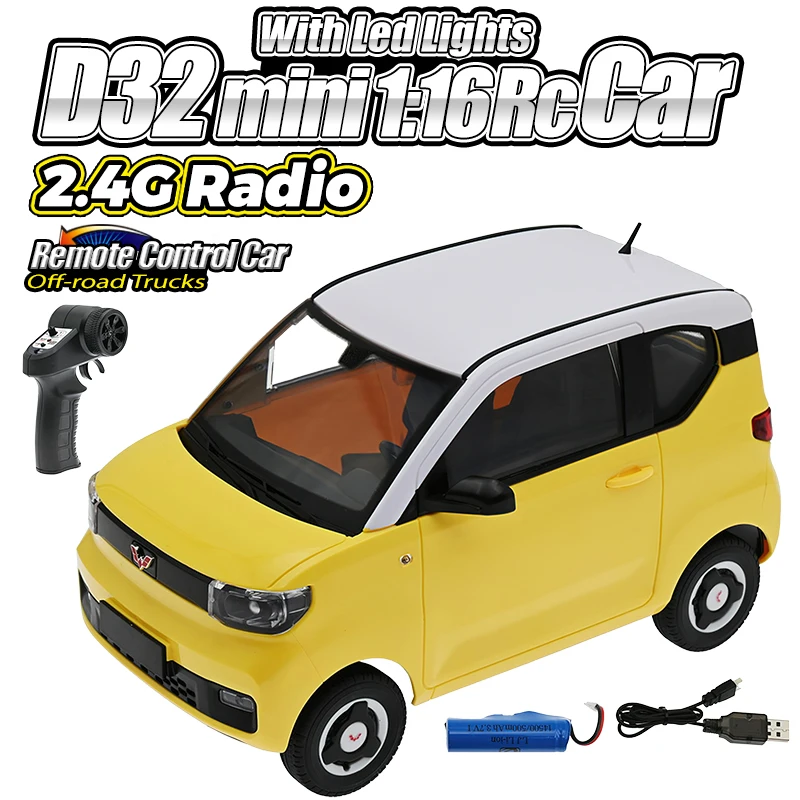 2022 NEW D32Mini 1:16 RC Car With Led Lights 2.4G Radio Remote Control Car Off-Road Trucks Play Toys For Boys Children Gifts