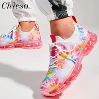 2022 fashion design sneakers women summer new tie dye walking outdoor breathable air sports shoes 35 43 large sized female flats