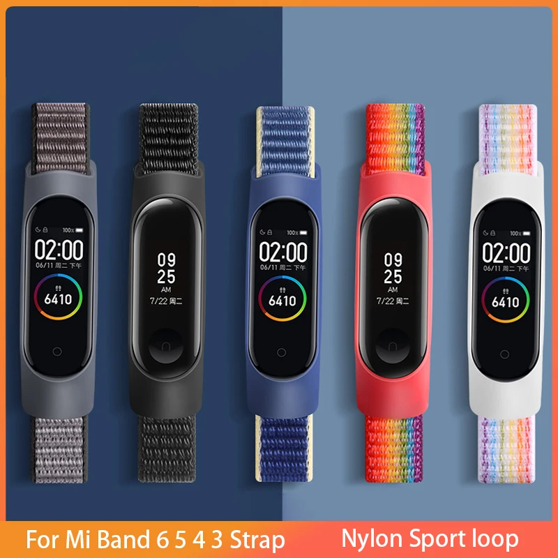 

2023 New Xiaomi Nylon Strap For Mi Band 6 5 4 3 Bracelet Sport Loop Smart Watch Pulsera Wristband Replacement Correa Miband