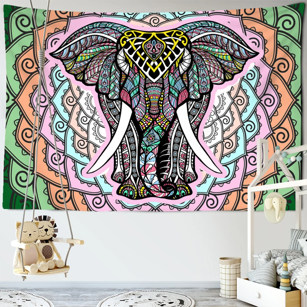 3D Mural Elephant Tapestry Wall Hanging Boho Hippie Bedroom Background Fabric Printed Home Decor Tapestry images - 6