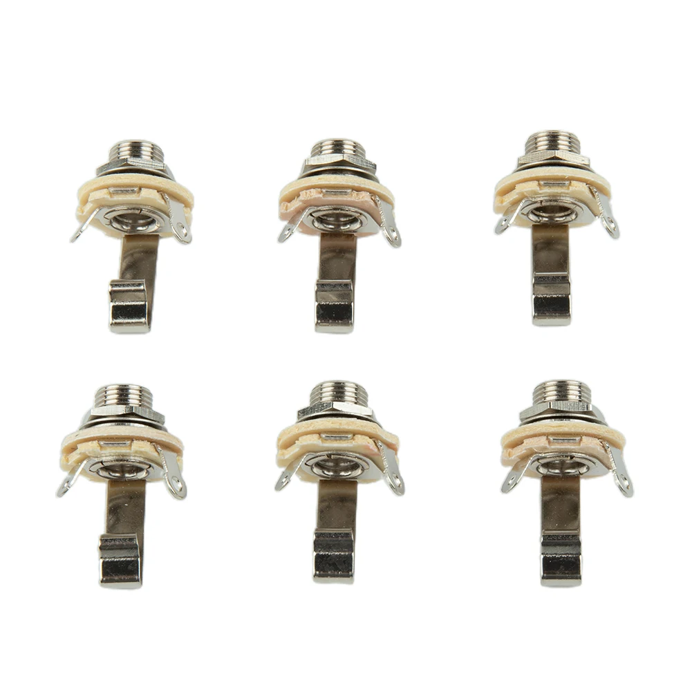 

6Pcs 6.35mm 1/4in Guitar Jacks Mono Panel Mount Socket For Electric Guitars Bass Music Instruments Guitar Replacement Parts