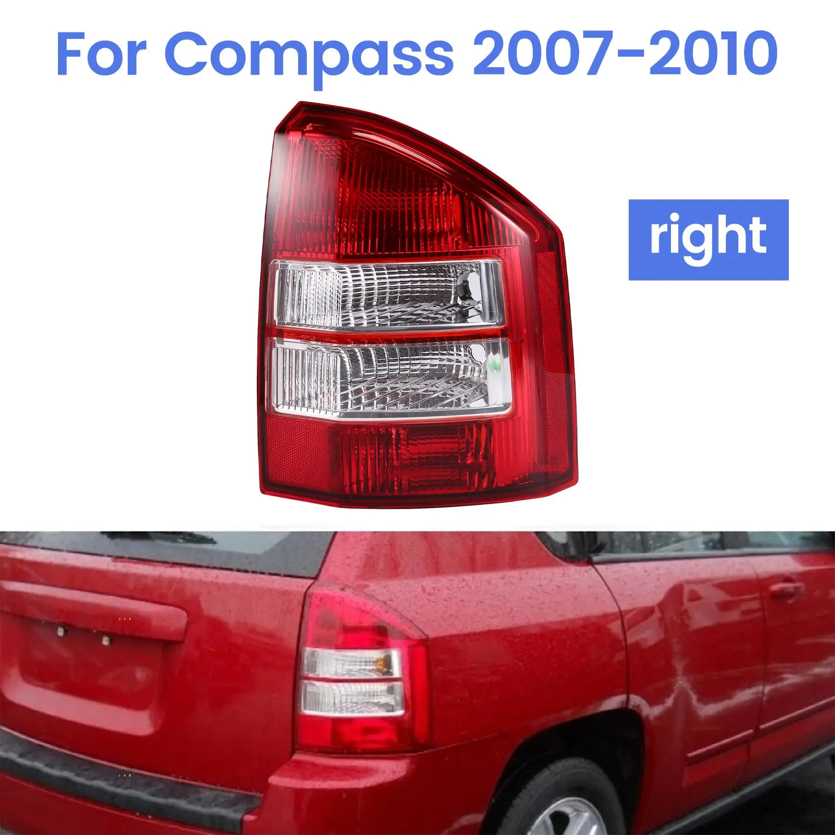 

Автомобильный правый боковой задний фонарь, противотуманный сигнал поворота, автозапчасти, тормозной фонарь без лампы для Jeep Compass 2007-2010