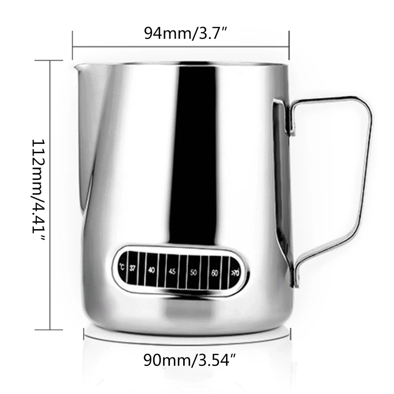 Кувшин для взбивания молока из нержавеющей стали с датчиком температуры 600 мл |