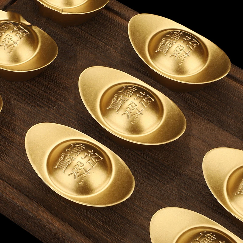 

Chinese Yuan Bao Feng Shui Golden Ingot Yuan Bao for Wealth Luck, Wealth Ingot Shui Chinese Feng Gold Ornament