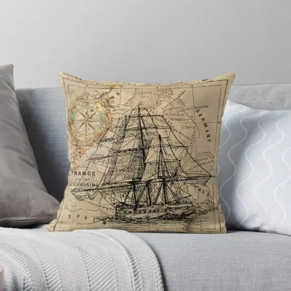 

Vintage Pirate Ship Sailor Antique World Printing Throw Pillow Cover Fashion Cushion Car Throw Fashion Case Pillows not include