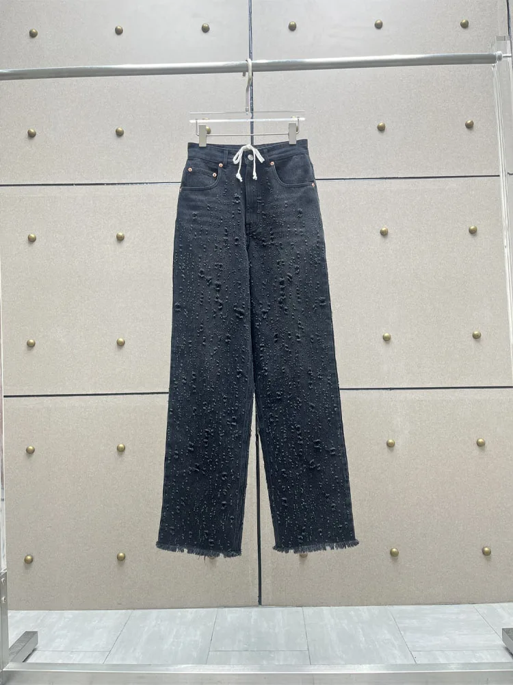 

2023 Spring And Summer New Style Women Comfortable Casual Fashion Cotton Laser Pierced Jeans For Girls