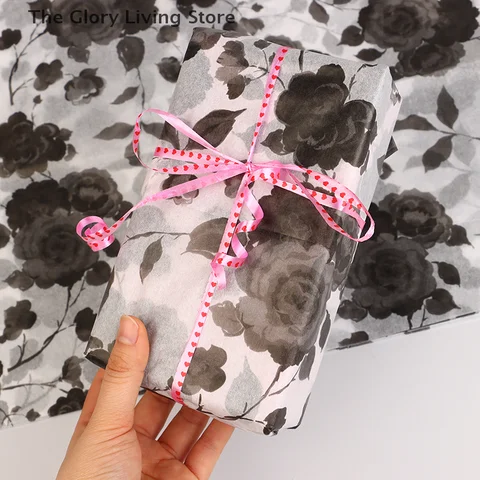 Бумага для цветов с черной розой, 10 шт.