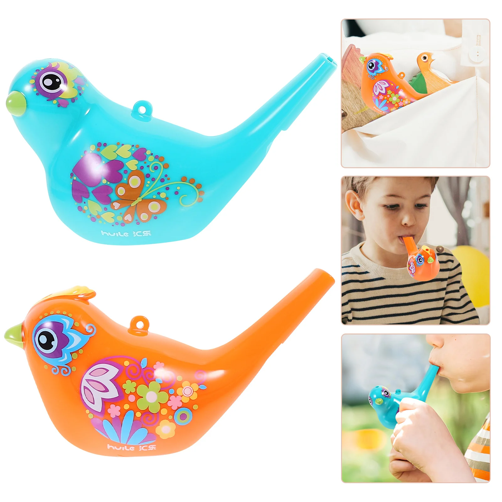 

2 Pcs Birds Cartoon Whistle Toy Whistling Water Kids Instruments Puzzle Musical Plaything Plastic Funny Baby Educational Toys