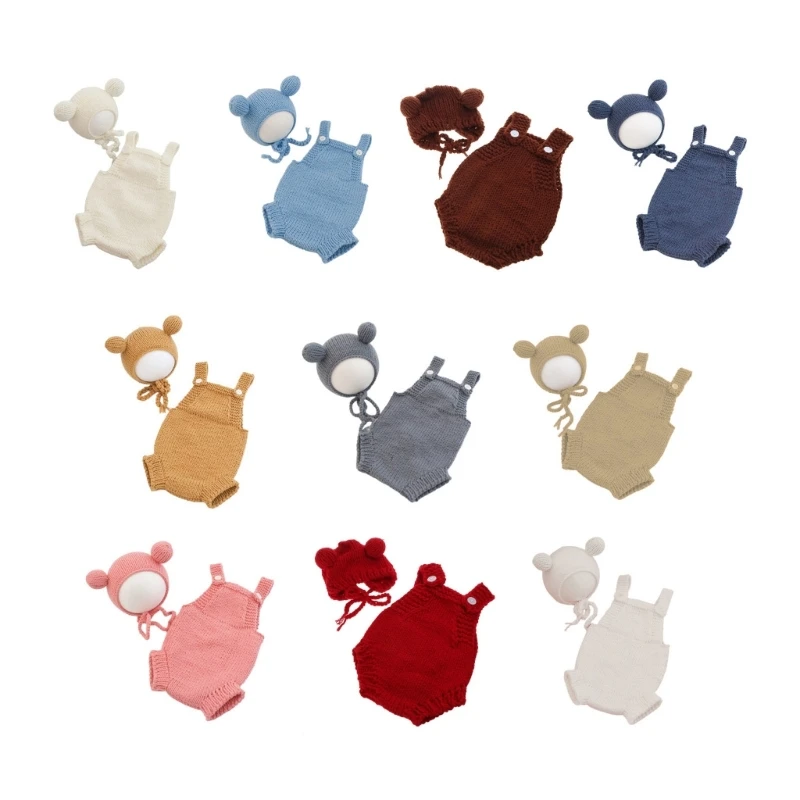 Реквизит для детской фотосессии костюм комбинезон и шапка с медвежьими ушками