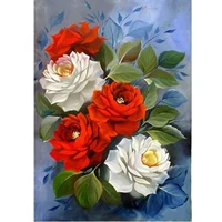 5d diamond painting red and white rose full drill by number kits for adults diy diamond set arts craft decorations a0526