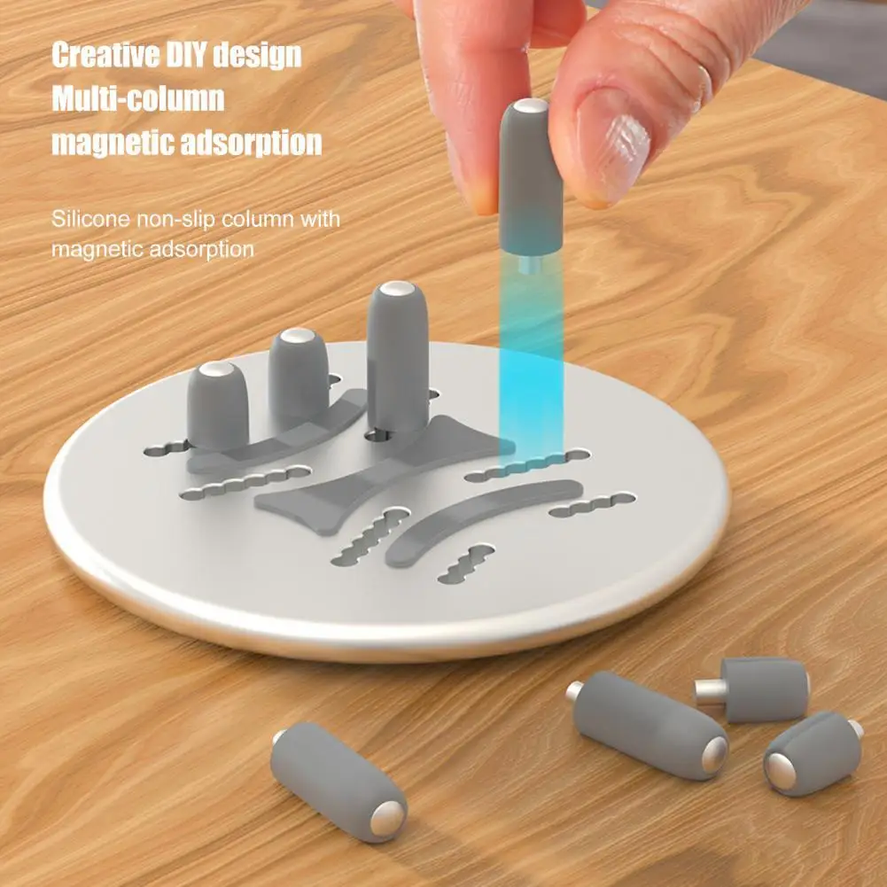 

Desktop Cable Organizer Storage Stand Vertical Adjustable Multi-cylinder Magnet Tablet Phone Disc Notebook Rack Base for Home