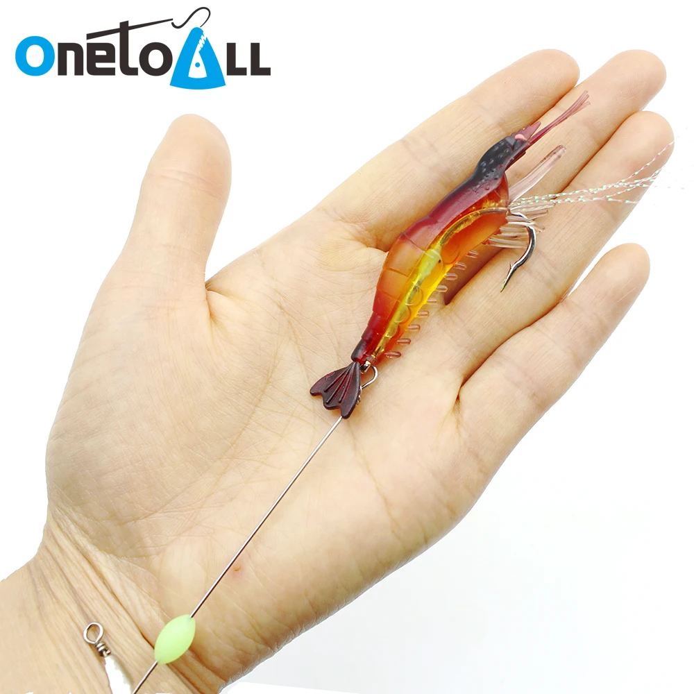 OnetoAll 10 шт. 8 см 5 6 г Мягкая приманка в виде креветки светящаяся с крючком