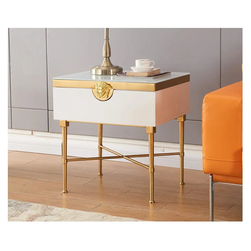 

Stainless steel corner, a few sides, a few light luxury post-modern sofa corner table coffee table square living room model room