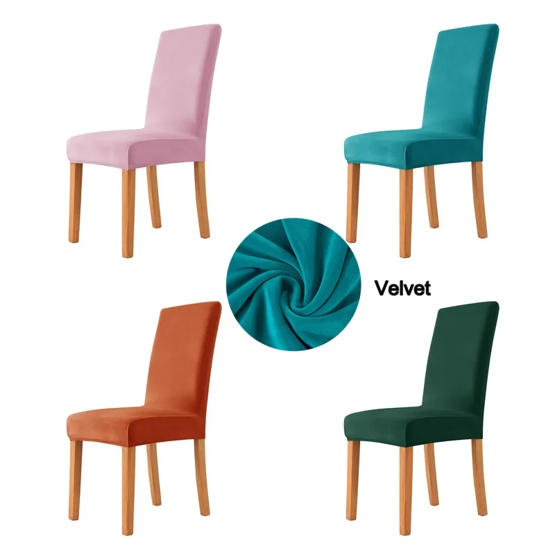 

Soft Velvet Dining Chair Cover Elastic Chair Slipcover Non Slip Stretch Office Chair Cover for Wedding Hotel Banquet Living Room