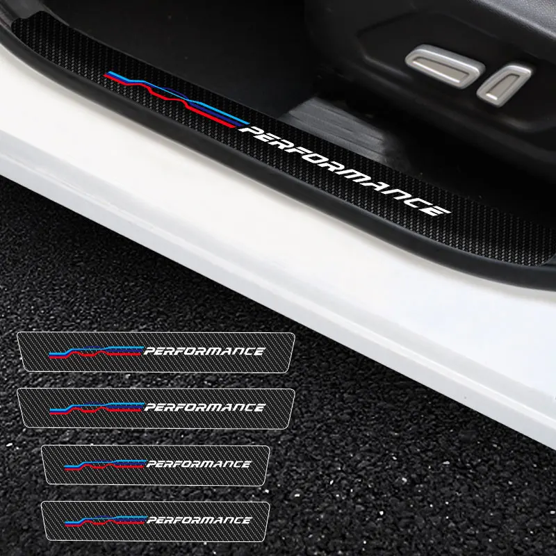 

4Pcs Car Door Threshold For BMW Performance X7 Scuff Plate Carbon Fiber Sill Protector Stickers Auto Door Entry Pedal Guards
