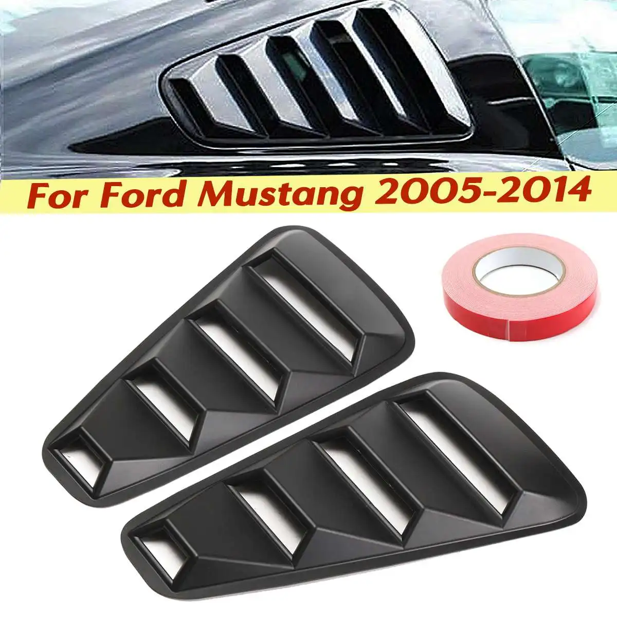 

Pair 1/4 Quarter Side Window Louvers Scoop Cover Vent For Ford Mustang 2005 2006 2007 2008 2009 2010 2011 2012 2013 2014