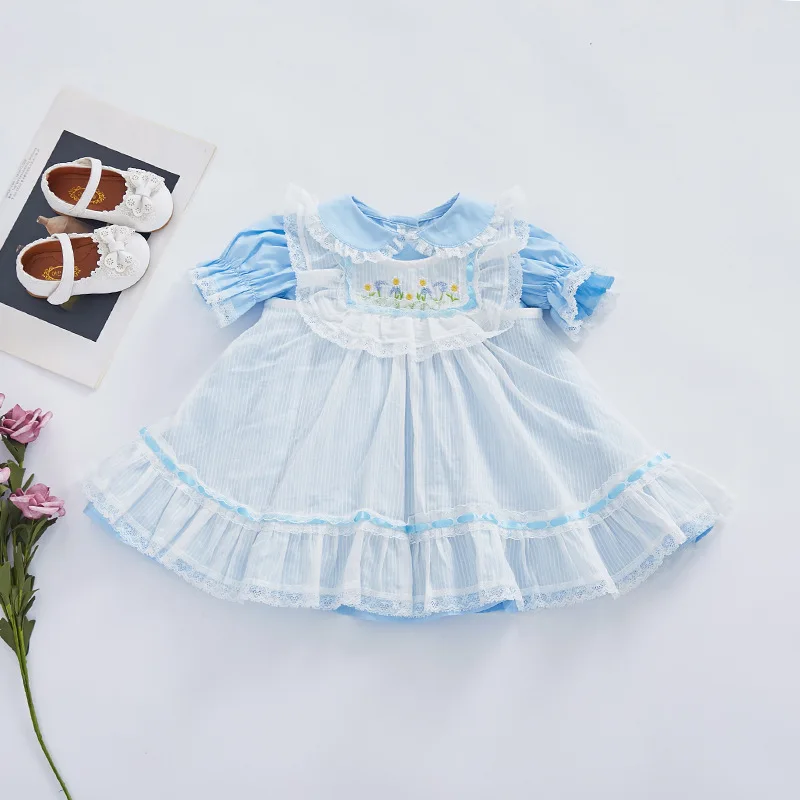 

2 шт., детские платья с вышивкой и воротником «Питер Пэн»