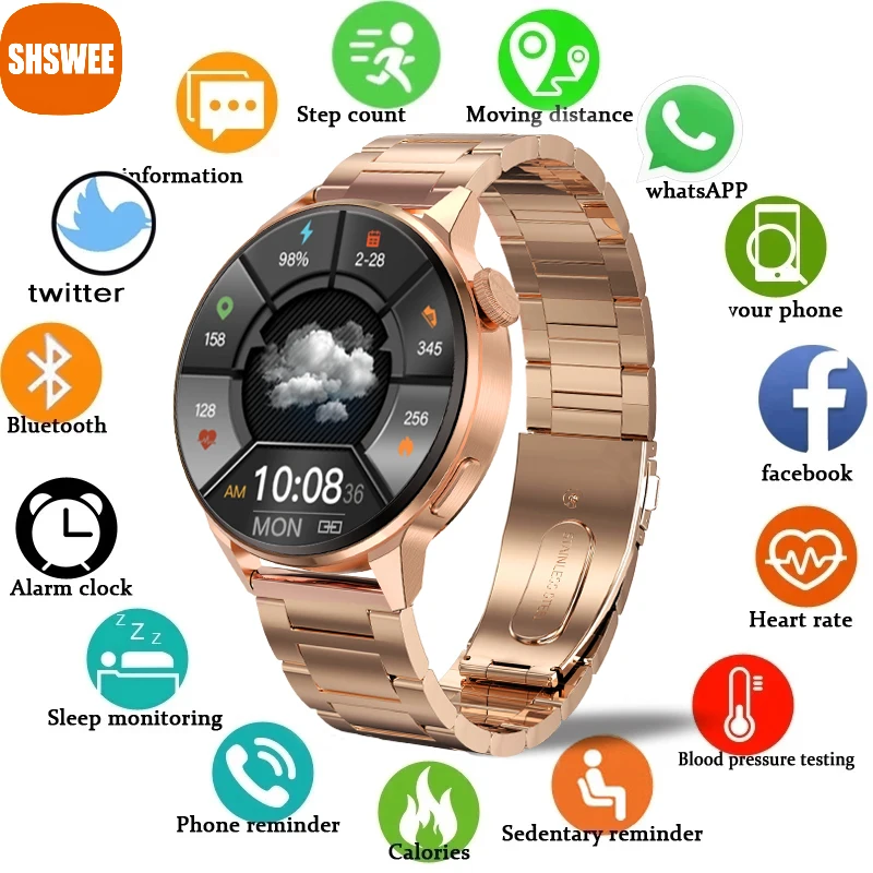 

For Samsung Apple Xiaomi Huawei NFC Smart Watch Women Bluetooth Call Wireless Charging Watches Heart Rate ECG Smartwatch