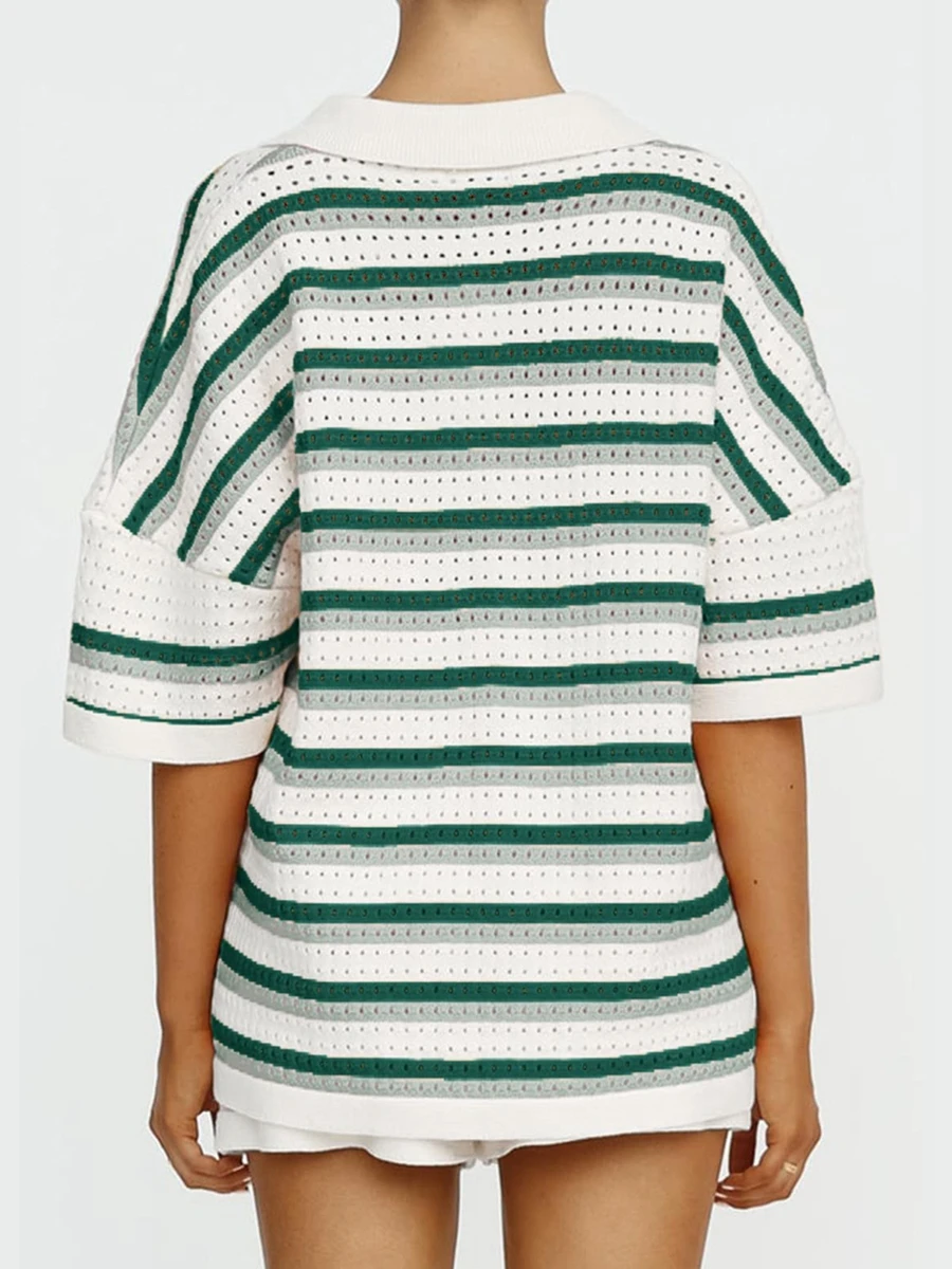 Женский пижамный комплект из 2 предметов костюмы для отдыха летние полосатые