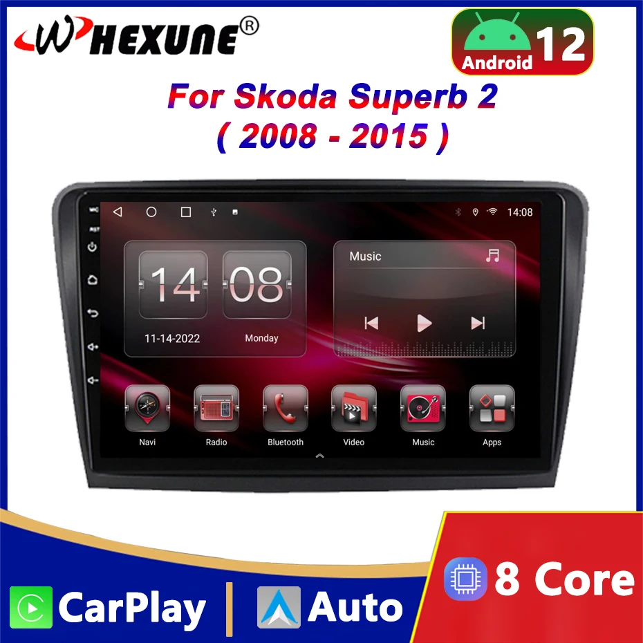 

Android 12 Auto Stereo Car Radio Multimedia Video Player For Skoda Superb 2 B6 2008 - 2015 WIFI Carplay GPS Navigation Head Unit