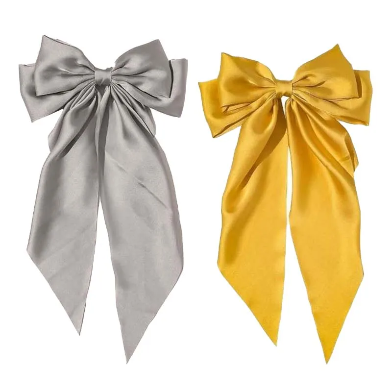 

1Pc Ladies Fashion Hair Clips Bow Ribbon Women Hair Clips Simple and Generous Satin Back Hair Clip Spring Clip Hair Accessories