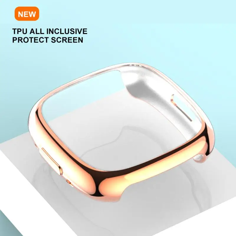 

Screen Protector Protective Case Anti Shock Bumper Tpu Electroplated Shell Soft Rubber Watch Shell Cover For Fitbit Versa4