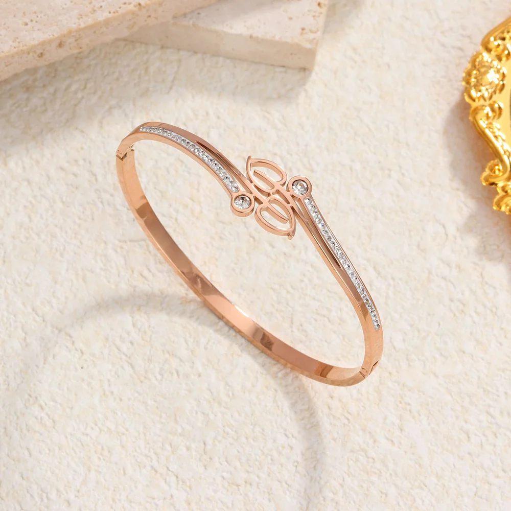 Женский простой браслет с серебряным покрытием розовое золото крестообразный