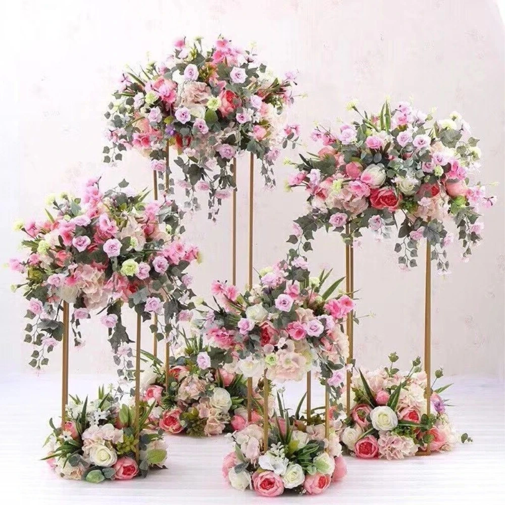 

Wedding Centerpiece Gold Acrylic-Plated Geometric Flower Stand Home Decoration Shiny Metal Iron Rectangle Square Frame Backdrop