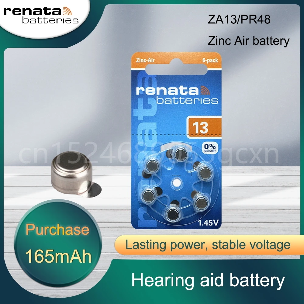 Аккумуляторы для слуховых аппаратов Renata, цинк-воздушная батарея A13 13A e13 ZA13 13 PR48, хорошее качество