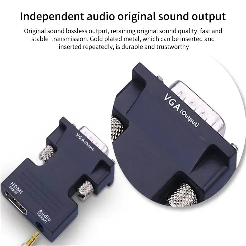 Переходник-переходник HDMI-VGA совместимый с аудиокабелем 3 5 мм для монитора PS4