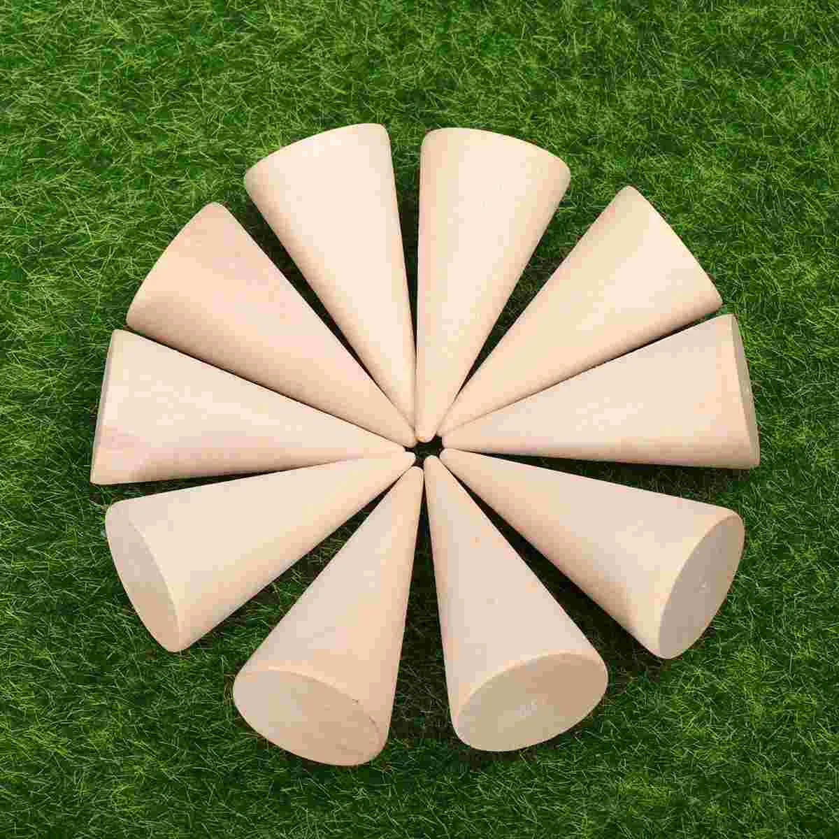 

10 Pcs Craft Wooden Cones Blocks Cubes Small Stand Crafts Triangle Shapes Unfinished Jewelry Towers