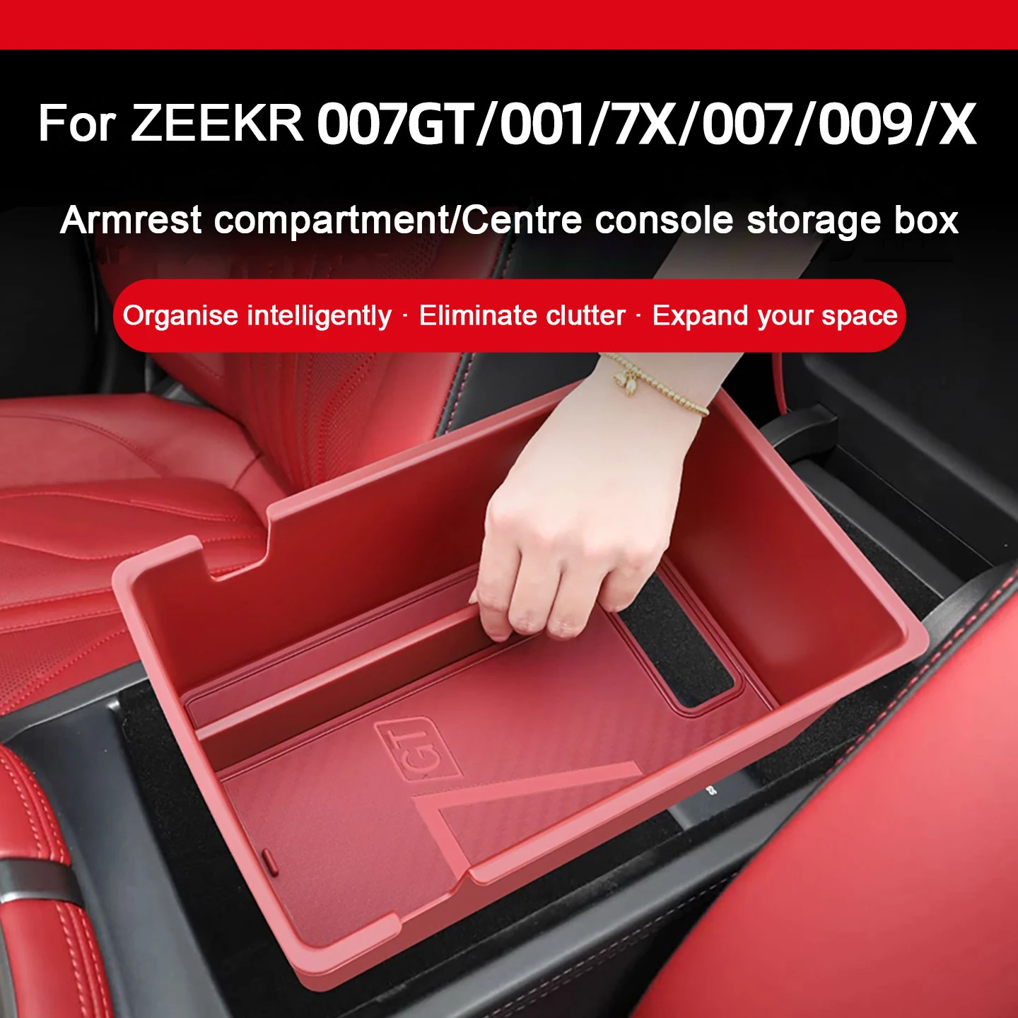 Фото Для ZEEKR 7X 001 009 007GT 2021 2022 2023 2024 2025 Автомобильная центральная консоль, подлокотник, перила, ящик для хранения, органайзер, лоток, аксессуары №1