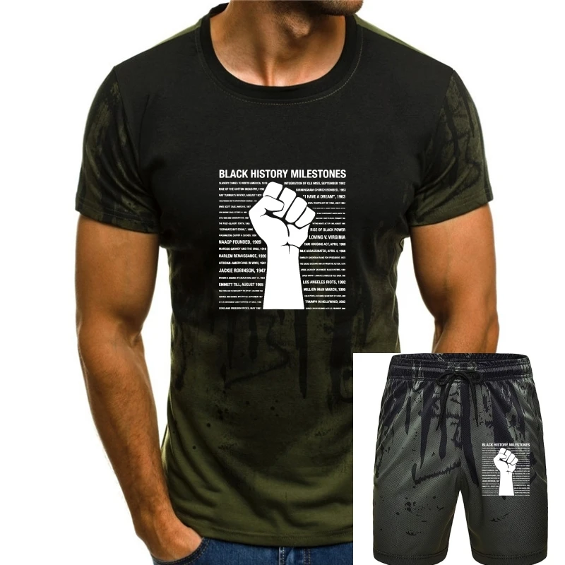 

Футболка мужская приталенная, хлопковая рубашка с названиями истории месяца, топ в стиле хип-хоп, черная, в китайском стиле