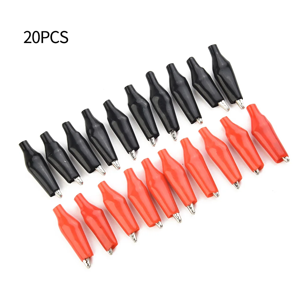 

20*Black Red Soft Plastic Coating Test Probe Alligator Clip Electrical Clamp Voltage Testers Engineering Quick Connection