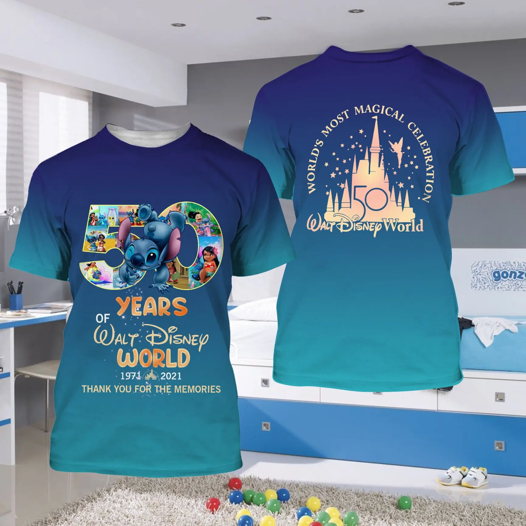 

Футболка Disney на 50-ю годовщину, 3d футболка со стежками