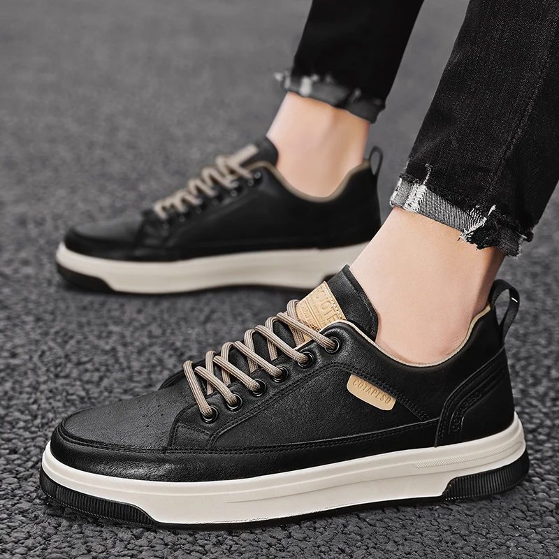 

New Arrival Leather Casual Sneakers Man Outdoor Non-Slip Casual Sneakers for Male Spring Men Leisure Sport Flats White Shoes
