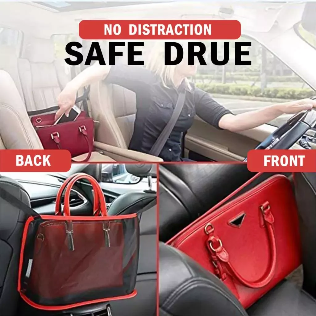 

Car Net Pocket Handbag Holder for Handbag Bag Documents Phone Valuable Items（handbag is not included ）Car Accessory
