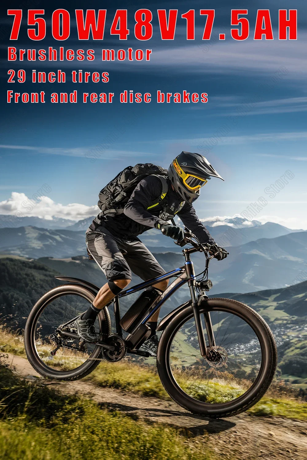 Горный Электрический велосипед 750 Вт бесщеточный двигатель 48 В Ач городской