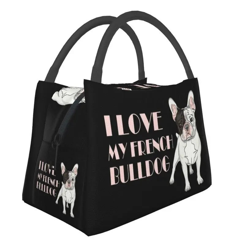 

French Bulldog Thermal Insulated Lunch Bags Women Pet Puppy Dog Animal Frenchie Portable Lunch Tote Storage Meal Food Box