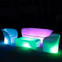 Bar Furniture Sets Luminous Bistro Table 110*66*40cm PE Plastic Shell Pattern LED Outdoor Lighting Tables Patio Furnitures