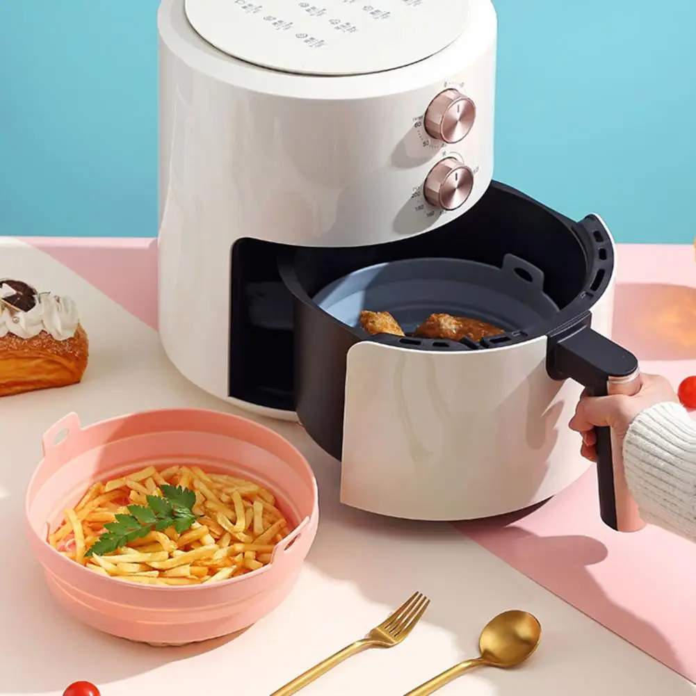 

Air Fryers Basket Double Handles Heightened Microwave Safe Air Fryers Pot Silicone Air Fryers Liner Kitchen Accessories