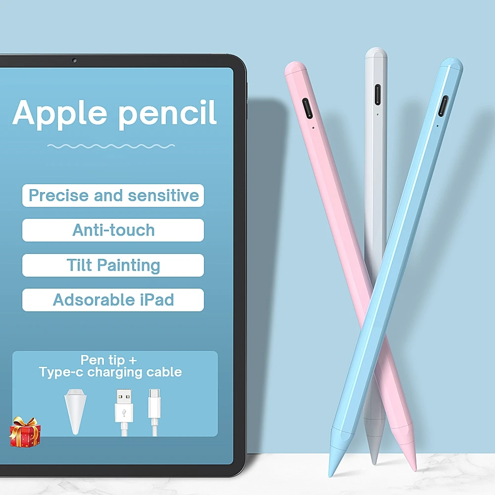 

For iPad Pencil with Palm Rejection Tilt,Stylus Pen for Apple Pencil 1 2 iPad Pen Pro 11 12.9 Air 4 10.9 7th 8th 9th 10.2 mini 6