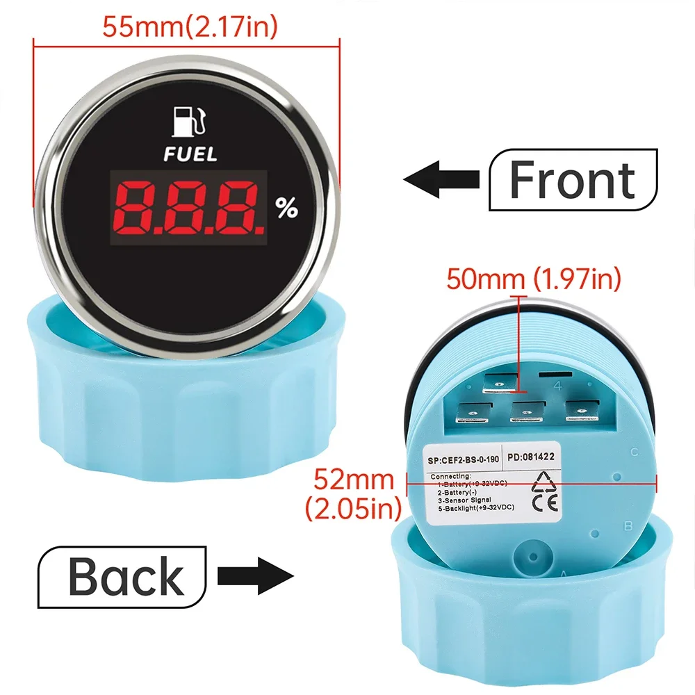 Универсальный цифровой указатель уровня воды 0-190 Ом/240-33 Ом 52 мм