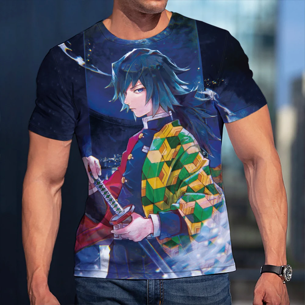 

3D T-Shirt Demon Slayer Water Men t-shirt 3D Fashion Tops Summer O-neck Shirt Boy Costume Plus Size Street Outfit