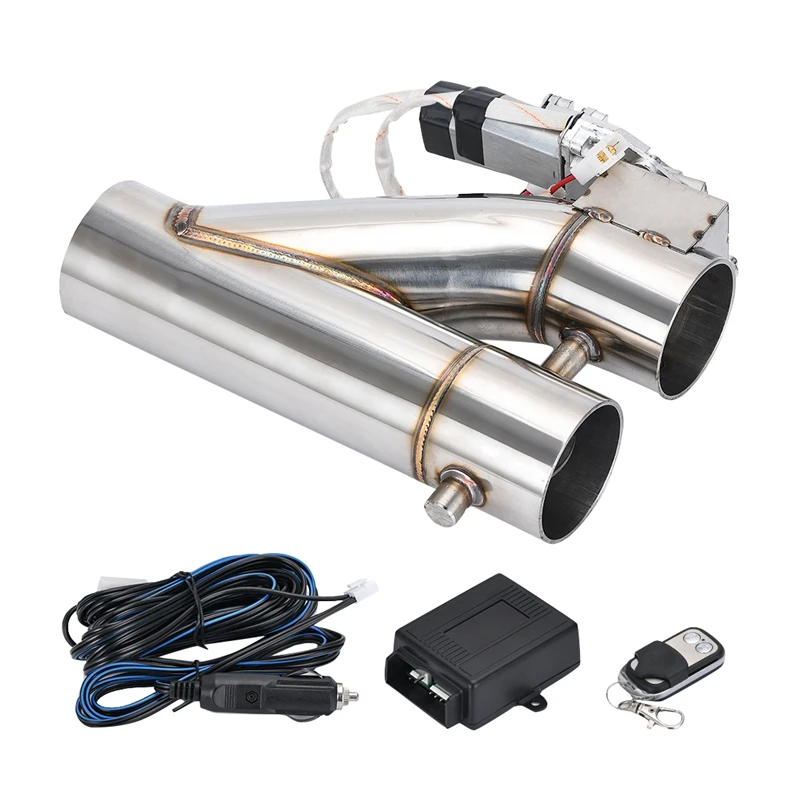 

Universal 2.5Inch Dual Valve Electric Exhaust Shutoff Valve System Y-Type Exhaust Muffler Kit with Wireless Remote