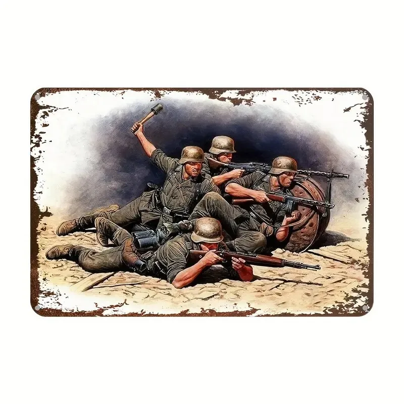 

Металлическая вывеска "Боевая сцена солдат ВОВ"