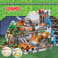1315pcs compatible 21137 my world building blocks mountain cave elevator village figures module bricks diy toys for children