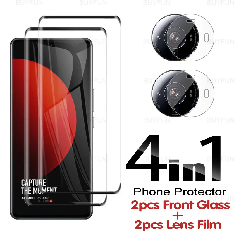 

4 в 1 переднее изогнутое закаленное стекло для Xiaomi 12S ультразащитная пленка для экрана Xiaomi Mi 12S Ultra 12SUltra 6,73 ''пленка для объектива